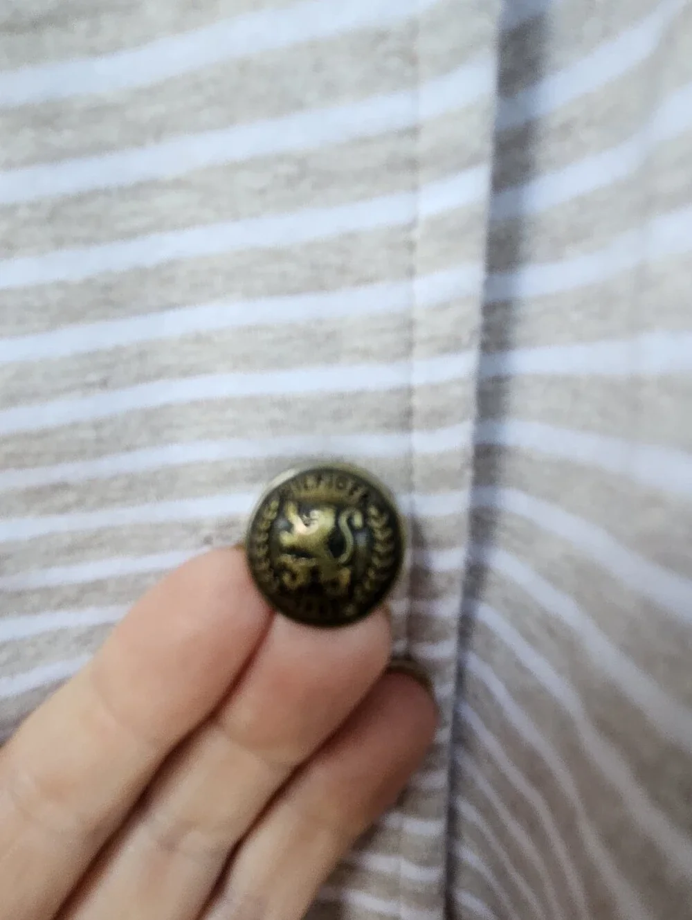 Tommy Hilfiger Striped Military Knit Jacket Brass Crest Buttons Medium